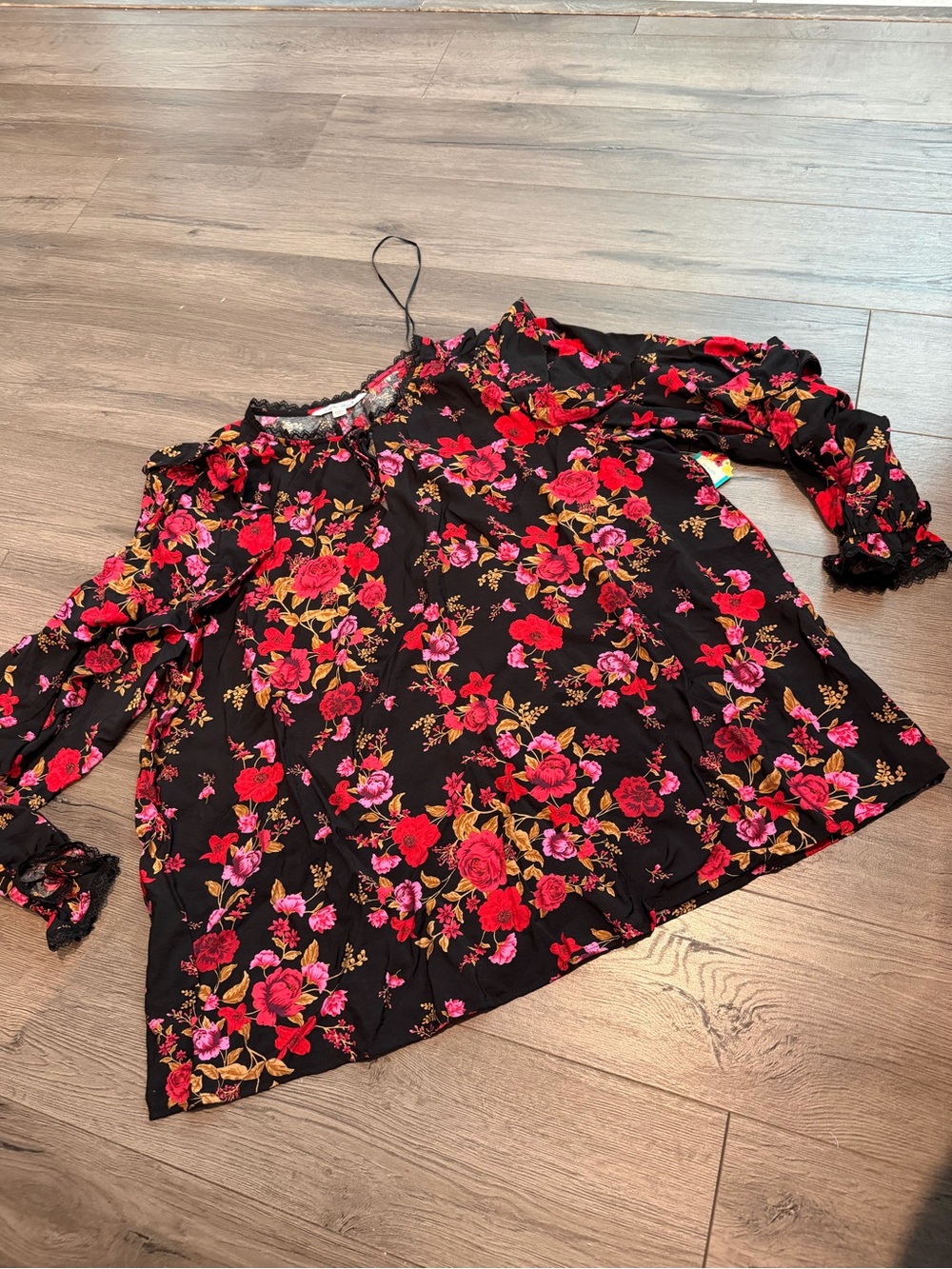 Womens Pioneer Woman Floral Ruffle Blouse Size 1X 16w-18w